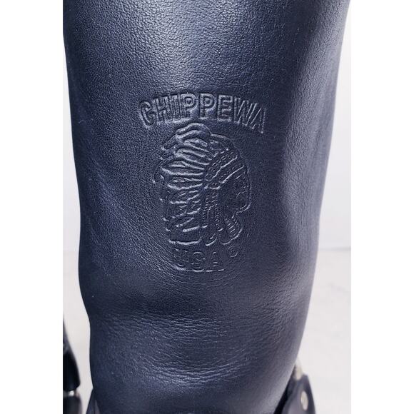 CHIPPEWA Harness Motorcycle Biker Boots 12" Black 27868 Men's Size 13EE in EUC - Picture 3 of 15